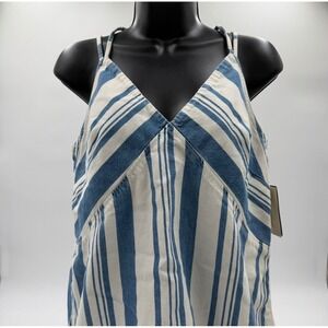 Universal Thread Womens Blue White Striped Denim Cami Top V-Neck Size L New